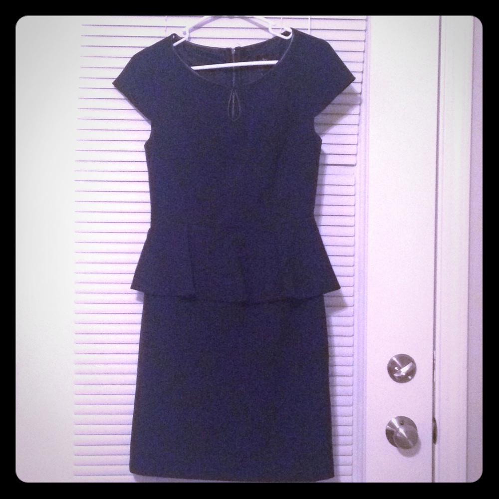 Navy Peplum Shift Dress